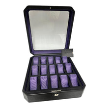 Load image into Gallery viewer, Wolf 458503 Windsor 15 Piece Watch Box in Black & Purple MSRP $405