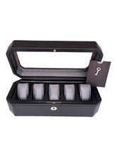 Load image into Gallery viewer, Wolf 4583029 Windsor 5 Piece Watch Box in Black & Grey MSRP $215