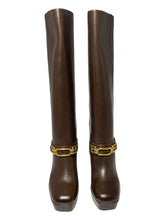 Load image into Gallery viewer, Bally Deanne 6239451 Women's Ebano Knee-High Leather Boots MSRP $1628