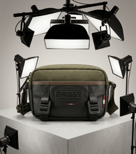 Load image into Gallery viewer, Bally Ranys Military Green Cross Body Nylon Mix & Leather Bag MSRP $650
