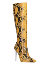 Load image into Gallery viewer, Bally Barbra 6304423 Women's Python Print Knee High Leather Boots MSRP $1850