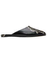 Load image into Gallery viewer, Bally Glebb 6304159 Men's Multiblack Snake-Print Leather Slippers MSRP $750
