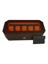 Load image into Gallery viewer, Wolf 458306 Windsor 5 Piece Watch Box in Brown & Orange MSRP $215