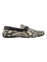 Load image into Gallery viewer, Bally Palan 6301829 Men's White & Black Snake-Effect Leather Loafers MSRP $720
