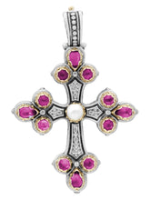 Load image into Gallery viewer, Konstantino 18K, Silver, Stones & MOP Cross Pendant & Chain STMK6899-999-CAB MSRP $1320