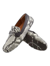 Load image into Gallery viewer, Bally Palan 6301829 Men's White & Black Snake-Effect Leather Loafers MSRP $720