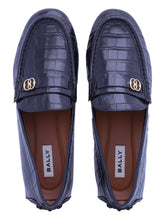 Load image into Gallery viewer, Bally Keeper 6305314 Men's Midnight Croc-Embossed Kerbs Drivers MSRP $690