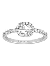 Load image into Gallery viewer, Gucci 18K White Gold Diamond Interlocking G Ring YBC6791130010 Size 6.75 MSRP $2700