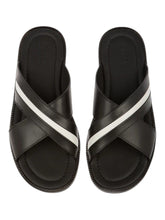 Load image into Gallery viewer, Bally Jaabir 6231507 Men's Black & White Calf Plain Leather Sandals MSRP $540