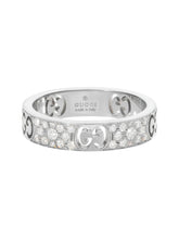 Load image into Gallery viewer, Gucci Icon 18K White Gold & Diamond Band Ring YBC7294150020 MSRP $5,200