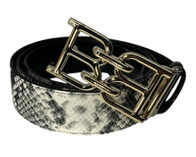 Load image into Gallery viewer, Bally 6302282 Mirror B Reversible Snake Embossed Leather Roccia/Black Belt EU 120/US 47 MSRP $470