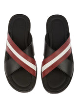 Load image into Gallery viewer, Bally Jaabir 6231508 Men's Black & Red Calf Plain Leather Sandals Size 8 MSRP $540