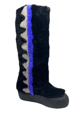 Load image into Gallery viewer, Bally Chiora 6228435 Women's Black/Blue Fur Boots MSRP $1208