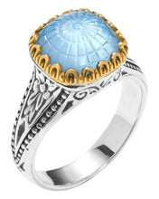 Load image into Gallery viewer, Konstantino Dome Silver 18k Gold MOP Blue Spinel Ring DKJ970-628 S8 MSRP $690