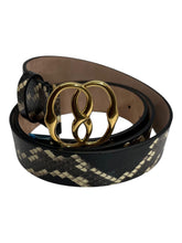 Load image into Gallery viewer, Bally 6305266 Buckle Python-embossed Leather Multiblack Belt EU 105/US 42 MSRP $520