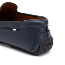 Load image into Gallery viewer, Bally Pavel 6217578 Men's Navy Bovine Printed Leather Driver Shoes MSRP $550