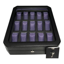 Load image into Gallery viewer, Wolf 458503 Windsor 15 Piece Watch Box in Black & Purple MSRP $405