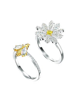 Load image into Gallery viewer, Swarovski Eternal 5512661 Mixed Metal & Crystal Flower Ring Set MSRP $149