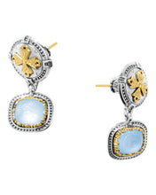 Load image into Gallery viewer, Konstantino Dome Sterling Silver 18K Gold Mother of Pearl & Blue Spinel Earrings SKKJ703-628 MSRP $1390