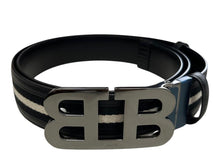 Load image into Gallery viewer, Bally 6303775 Mirror B Reversible Leather Striped/Black Belt EU 120/US 47 MSRP $450