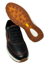 Load image into Gallery viewer, Bally Demmy 6301864 Men's Black/Heritage Red/Cuero Leather Sneakers MSRP $630