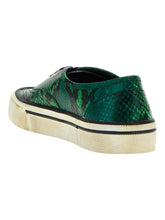 Load image into Gallery viewer, Bally Lyder 6304000 Men's Multideepemerald Snakeskin-Effect Leather Sneakers MSRP $750