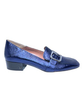 Load image into Gallery viewer, Bally Janelle 6217721 Ladies Metal Ink Loafers Leather MSRP $870