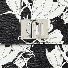 Load image into Gallery viewer, Furla 1927 Mini Crossbody Bag – Black & White Floral Print with Chain Strap