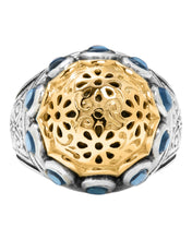 Load image into Gallery viewer, Konstantino Dome Sterling Silver 18k Gold & Blue Spinel Ring DKJ977-478 S6 MSRP $1230