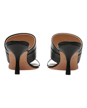 Load image into Gallery viewer, Bally Elia 6302819 Black Women's Square Toe Logo Accent Heel Sandals MSRP $770