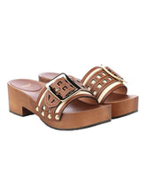 Load image into Gallery viewer, Bally Ellin 6238126 Women's Natural Cotton Wood Buckled Sandals MSRP $580