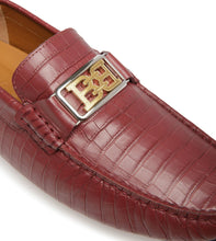 Load image into Gallery viewer, Bally Palan 6300826 Men's Heritage Red Calf Embossed Leather Loafers MSRP $720