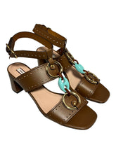 Load image into Gallery viewer, Bally Otta 6225837 Ladies Ring-embellished Perforated Leather Sandals MSRP $875