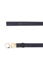Load image into Gallery viewer, Salvatore Ferragamo 673955 Double Gancini Thin Black/Blue Belt Size 100 MSRP $490