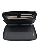 Load image into Gallery viewer, Bally Sevyn 6218496 Zippered Long Wallet Black Calf Grained Leather MSRP $630