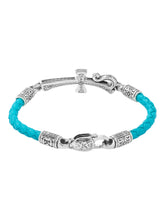 Load image into Gallery viewer, Konstantino Dome Sterling Silver & 18K Gold Blue Spinel Leather Bracelet BKJ701-478-TRQ MSRP $990