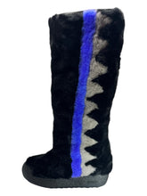 Load image into Gallery viewer, Bally Chiora 6228435 Women's Black/Blue Fur Boots MSRP $1208