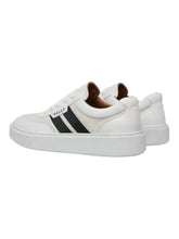 Load image into Gallery viewer, Bally Cruise 6307944 Men's White Stripe-Detail Leather Sneakers MSRP $685