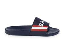 Load image into Gallery viewer, NEW Bally Simon 6234035 Men's Ink Logo Rubber Sandals MSRP $195