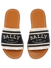 Load image into Gallery viewer, Bally Bianka 6302817 Women's Black & Bone Flat Sandals MSRP $420