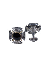 Load image into Gallery viewer, Konstantino Men's Silver, 18K Gold and Onyx Cufflinks MAMK92-120-CAB MSRP $1080