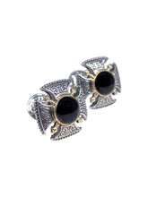 Load image into Gallery viewer, Konstantino Men's Silver, 18K Gold and Onyx Cufflinks MAMK92-120-CAB MSRP $1080