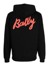 Load image into Gallery viewer, Bally 6303078 Men's Orange Logo Drawstring Hoodie Black Size L MSRP $420