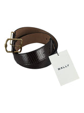 Load image into Gallery viewer, Bally Emblem 6305847 Ebano Croc Embossed Leather Belt EU 105/US 42 MSRP $495