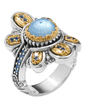 Load image into Gallery viewer, Konstantino Dome Silver 18k Gold MOP Blue Spinel Ring DKJ975-629 S7 MSRP $1400