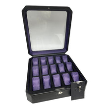 Load image into Gallery viewer, Wolf 458503 Windsor 15 Piece Watch Box in Black & Purple MSRP $405