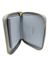 Load image into Gallery viewer, Salvatore Ferragamo Vara 683545 Light Blue Leather Compact Wallet MSRP $595