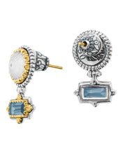 Load image into Gallery viewer, Konstantino Dome Sterling Silver 18K Gold & MOP Blue Spinel Earrings SKKJ702-630 MSRP $1390