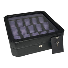 Load image into Gallery viewer, Wolf 458503 Windsor 15 Piece Watch Box in Black & Purple MSRP $405