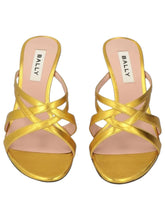 Load image into Gallery viewer, Bally Carolyn 6304041 Gold Strappy Slip On Leahter Sandals Size 7.5 MSRP $1200